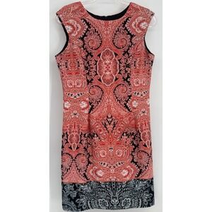 C.B. Established 1962 Womens Red Black Paisley Sleeveless Shift Dress Sz 12
